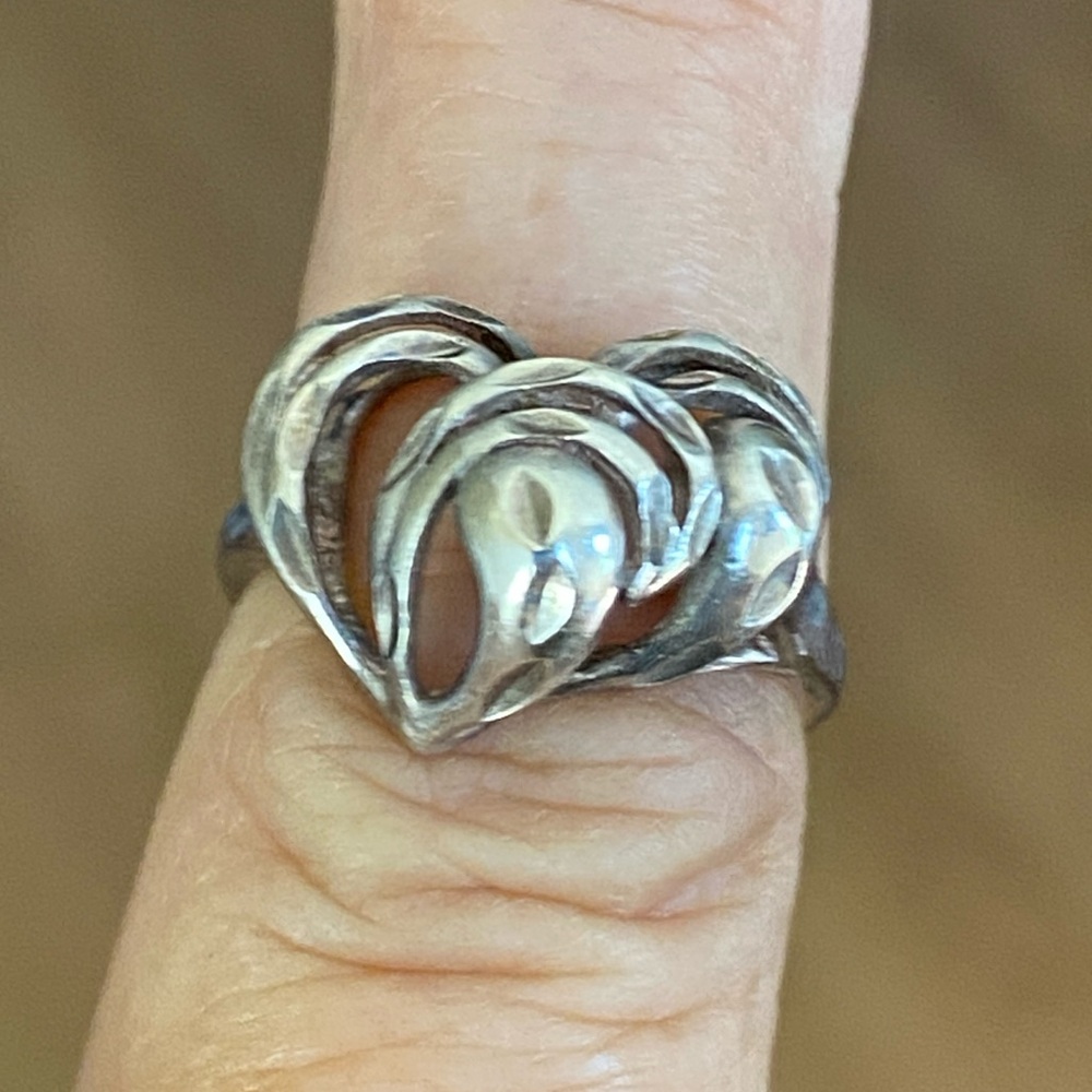 Vintage Sterling Silver Abstract Heart Ring – Size 7 – Modernist  & Sculptural